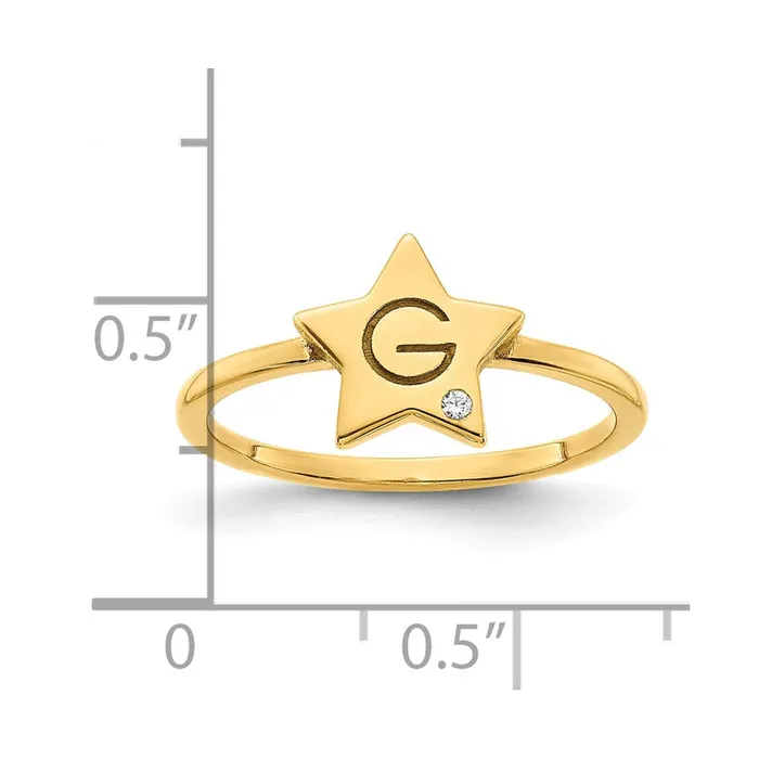 Rings Goldia 14K Yellow Gold Initial Star with Real Diamond Signet Ring