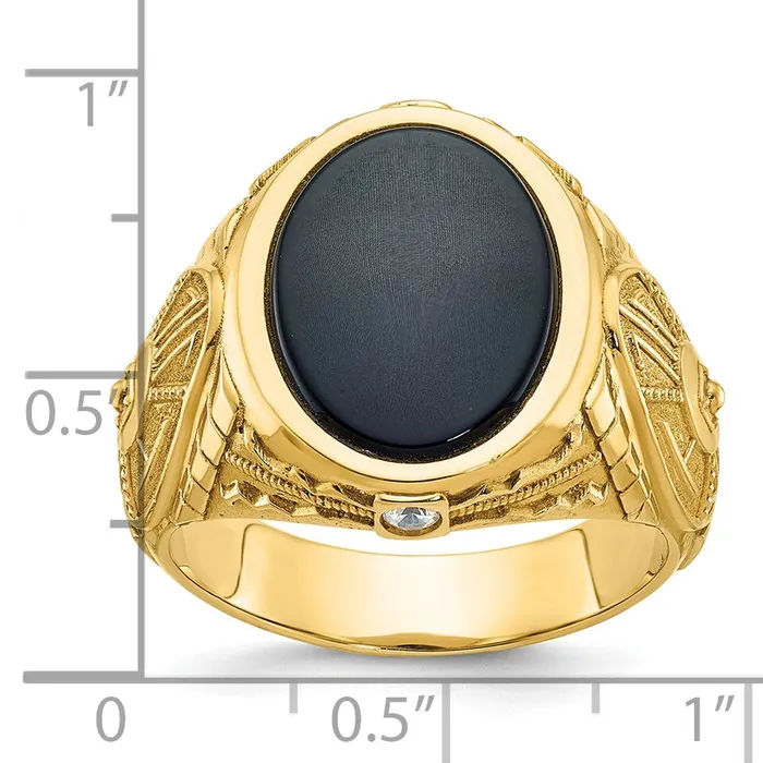 Rings Goldia 14k Yellow Gold Mens Onyx and 110 carat Diamond Complete Ring