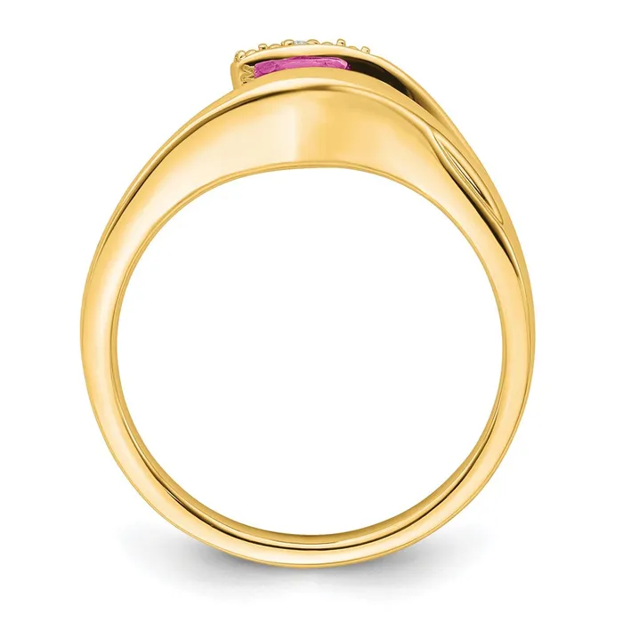 Rings Goldia 14K Yellow Gold Trillion Created Pink Sapphire and Real Diamond Ring