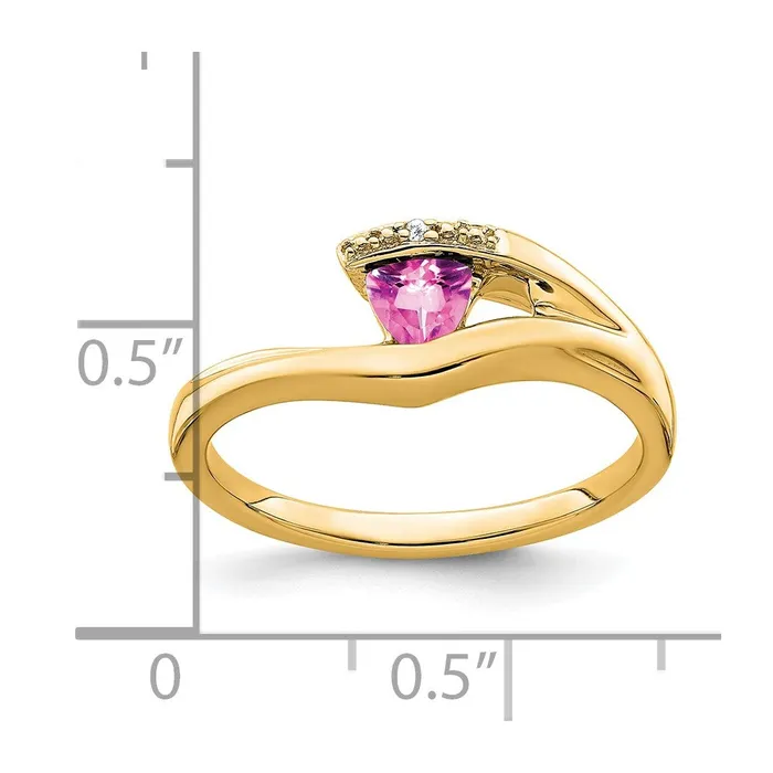 Rings Goldia 14K Yellow Gold Trillion Created Pink Sapphire and Real Diamond Ring