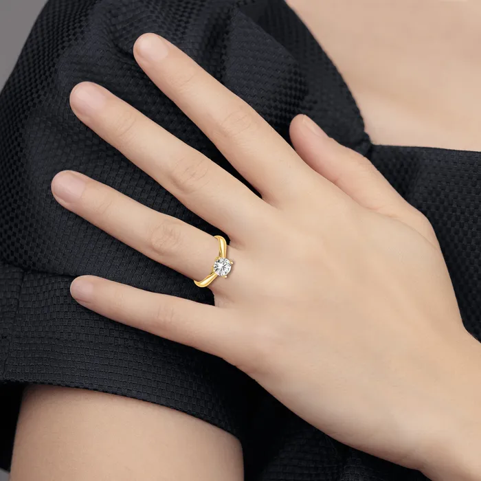 Rings Goldia 14k Yellow Gold True Origin 1 Ct Certified Lab Grown Diamond VSSI G Round Solitaire Engagement Ring