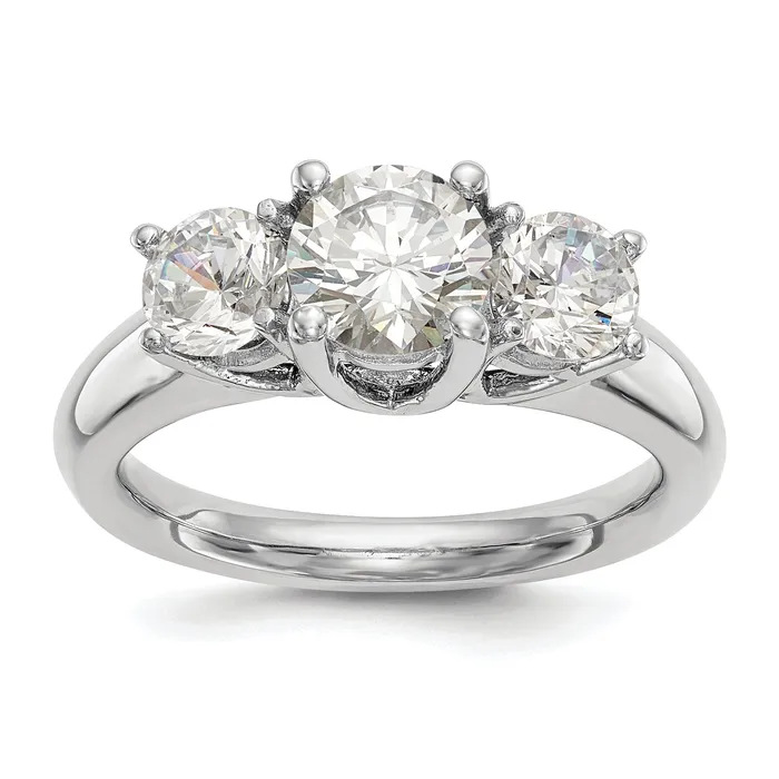 Rings Goldia 200ct CZ Solid Real 14K White Gold 3Stone Engagement Ring
