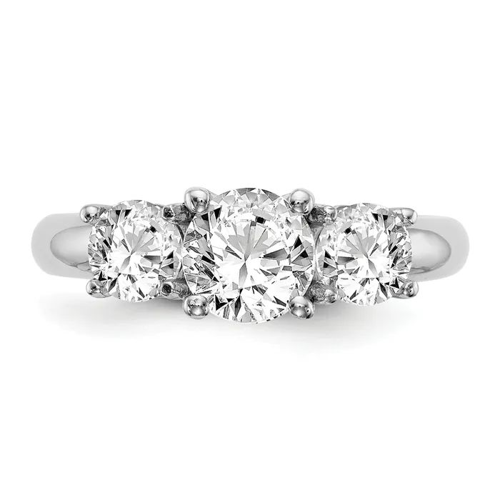 Rings Goldia 200ct CZ Solid Real 14K White Gold 3Stone Engagement Ring