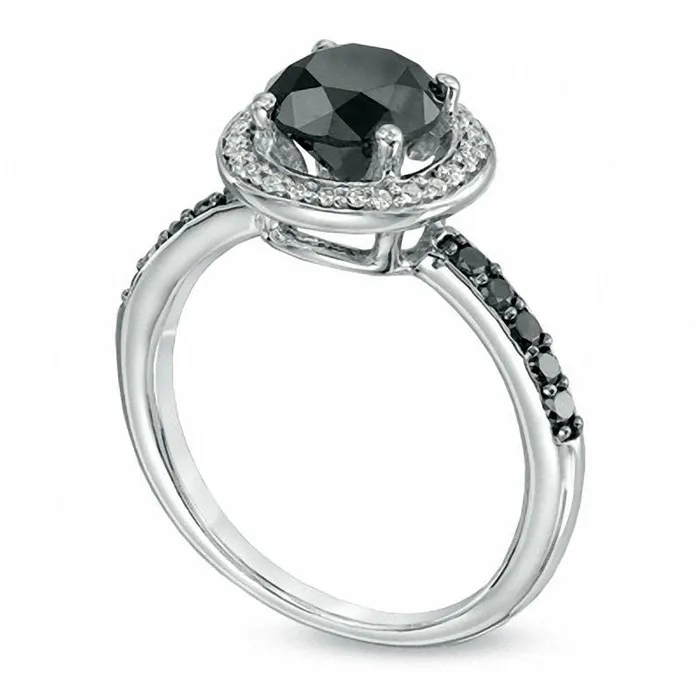 Rings Goldia 275 CT TW Enhanced Black and White Natural Diamond Frame Ring in Solid 10K White Gold Rings Goldia 275 CT TW Enhanced Black and White Natural Diamond Frame Ring in Solid 10K White Gold