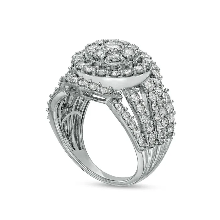 Rings Goldia 30 CT TW Composite Natural Diamond MultiRow Ring in Solid 10K White Gold Rings Goldia 30 CT TW Composite Natural Diamond MultiRow Ring in Solid 10K White Gold