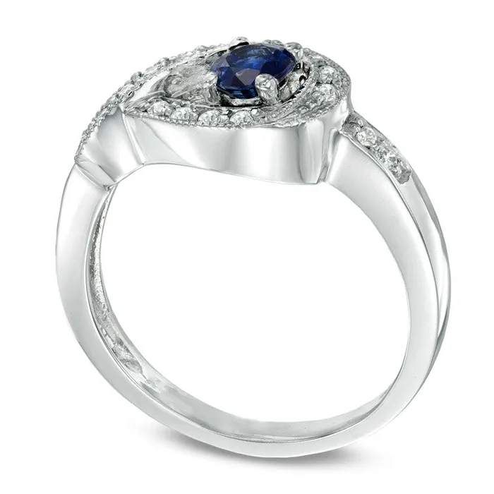 Rings Goldia 40mm Blue Sapphire and 020 CT TW Natural Diamond Infinity Ring in Solid 14K White Gold Rings Goldia 40mm Blue Sapphire and 020 CT TW Natural Diamond Infinity Ring in Solid 14K White Gold