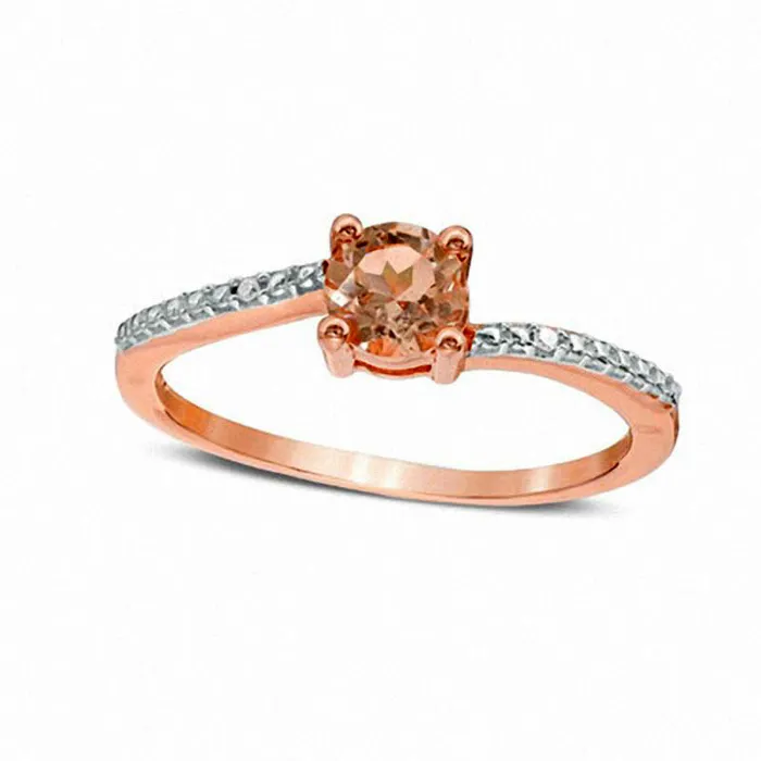 Rings Goldia 40mm Morganite and Natural Diamond Accent Beaded Bypass Engagement Ring in Solid 10K Rose Gold Rings Goldia 40mm Morganite and Natural Diamond Accent Beaded Bypass Engagement Ring in Solid 10K Rose Gold