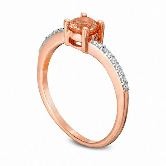 Rings Goldia 40mm Morganite and Natural Diamond Accent Beaded Bypass Engagement Ring in Solid 10K Rose Gold Rings Goldia 40mm Morganite and Natural Diamond Accent Beaded Bypass Engagement Ring in Solid 10K Rose Gold