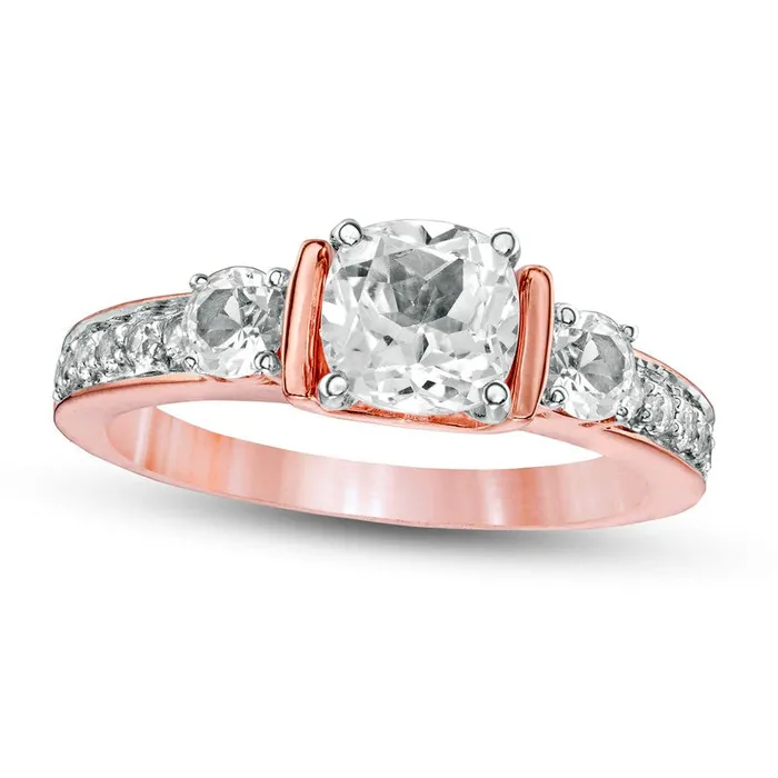 Rings Goldia 60mm CushionCut LabCreated White Sapphire Collar Ring in Sterling Silver with Solid 14K Rose Gold Plate Rings Goldia 60mm CushionCut LabCreated White Sapphire Collar Ring in Sterling Silver with Solid 14K Rose Gold Plate