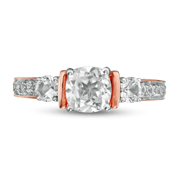 Rings Goldia 60mm CushionCut LabCreated White Sapphire Collar Ring in Sterling Silver with Solid 14K Rose Gold Plate Rings Goldia 60mm CushionCut LabCreated White Sapphire Collar Ring in Sterling Silver with Solid 14K Rose Gold Plate