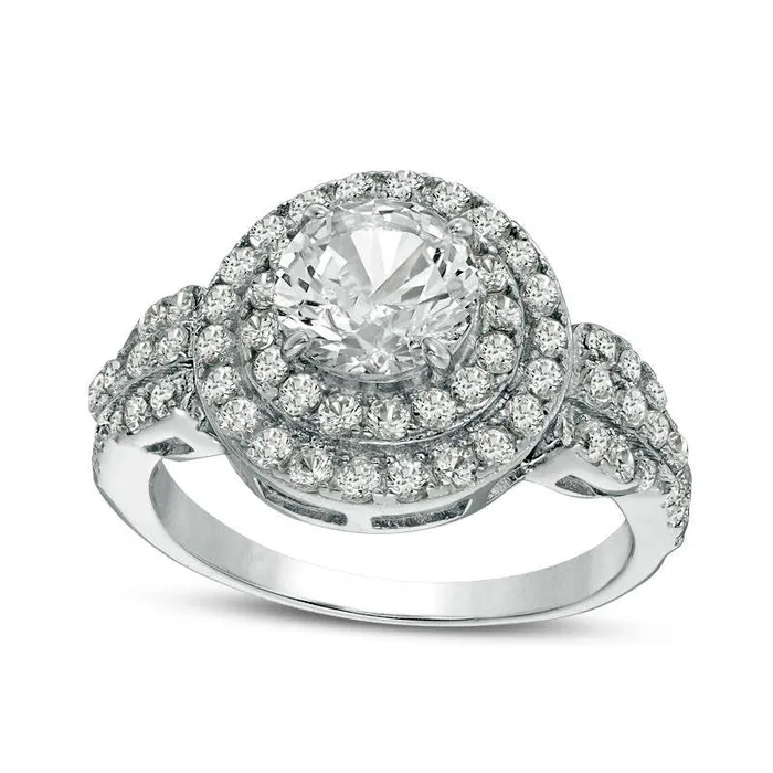 Rings Goldia 70mm LabCreated White Sapphire Double Frame Engagement Ring in Sterling Silver Rings Goldia 70mm LabCreated White Sapphire Double Frame Engagement Ring in Sterling Silver