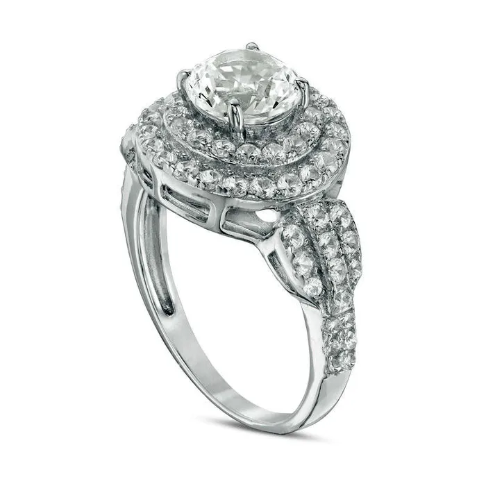 Rings Goldia 70mm LabCreated White Sapphire Double Frame Engagement Ring in Sterling Silver Rings Goldia 70mm LabCreated White Sapphire Double Frame Engagement Ring in Sterling Silver