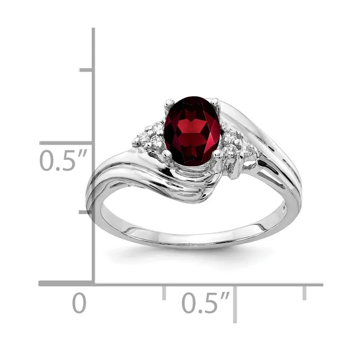 Rings goldiaca 14k White Gold 7x5mm Oval Garnet AAA Real Diamond ring