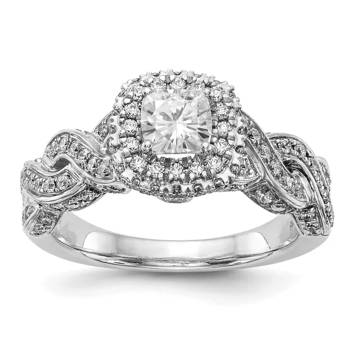 Rings Goldiacom 14K White Gold Diamond Cushion CZ Halo Engagement Ring Rings Goldiacom 14K White Gold Diamond Cushion CZ Halo Engagement Ring