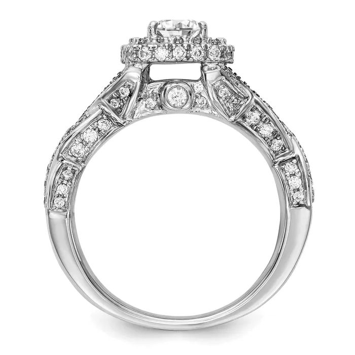 Rings Goldiacom 14K White Gold Diamond Cushion CZ Halo Engagement Ring
