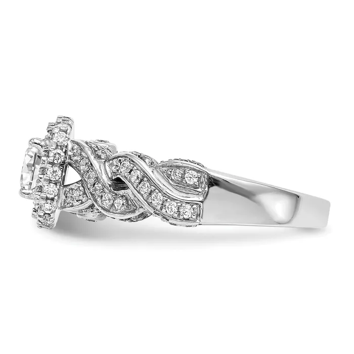 Rings Goldiacom 14K White Gold Diamond Cushion CZ Halo Engagement Ring