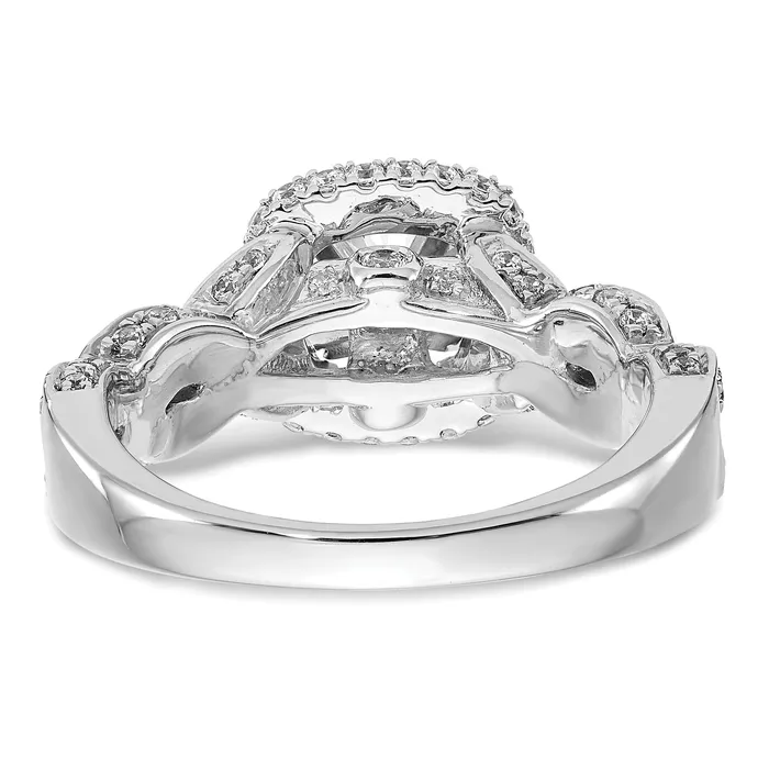 Rings Goldiacom 14K White Gold Diamond Cushion CZ Halo Engagement Ring