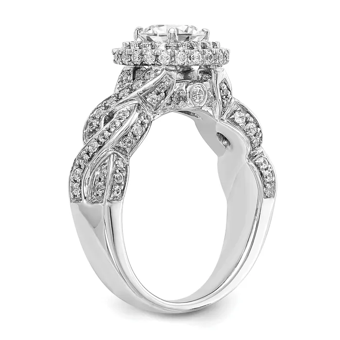 Rings Goldiacom 14K White Gold Diamond Cushion CZ Halo Engagement Ring