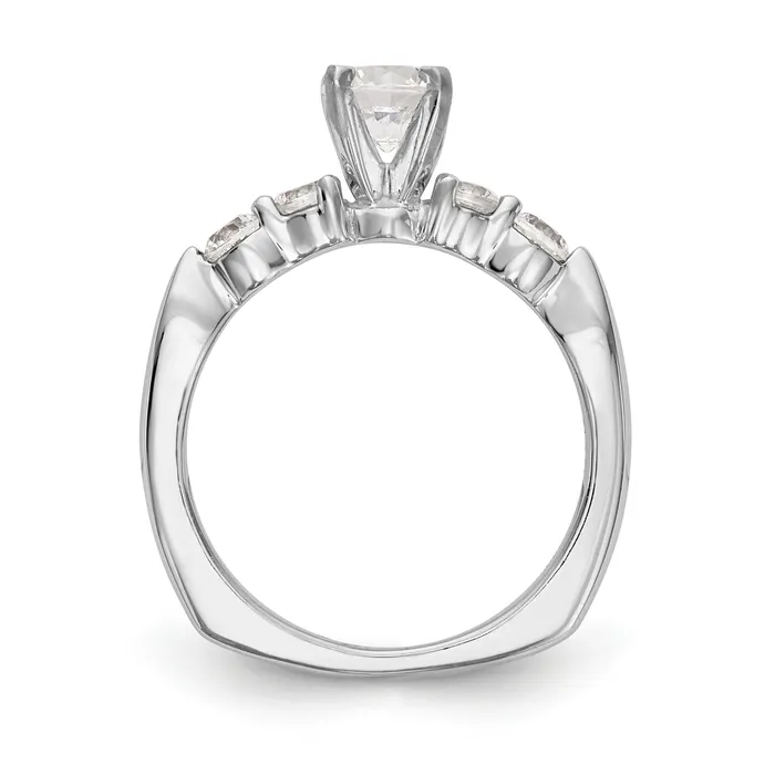 Rings Goldiacom 14K White Gold Diamond Peg Set CZ Engagement Ring