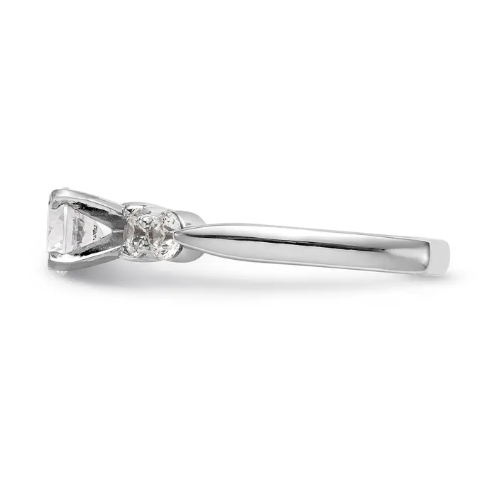 Rings Goldiacom 14K White Gold Diamond Peg Set CZ Engagement Ring