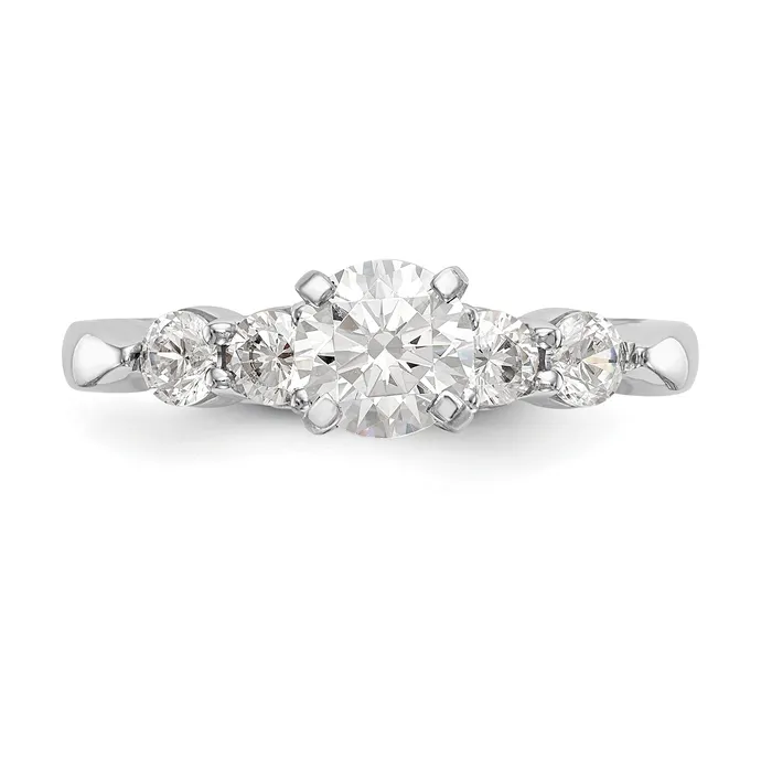 Rings Goldiacom 14K White Gold Diamond Peg Set CZ Engagement Ring