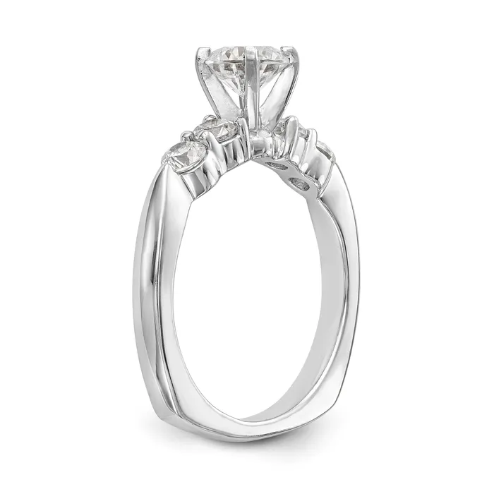 Rings Goldiacom 14K White Gold Diamond Peg Set CZ Engagement Ring
