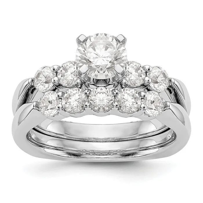 Rings Goldiacom 14K White Gold Diamond Peg Set CZ Engagement Ring
