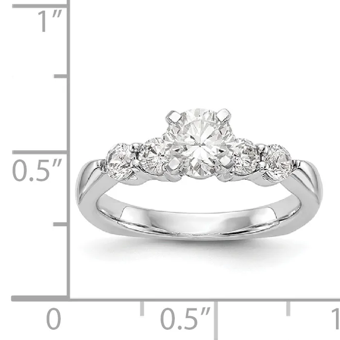 Rings Goldiacom 14K White Gold Diamond Peg Set CZ Engagement Ring