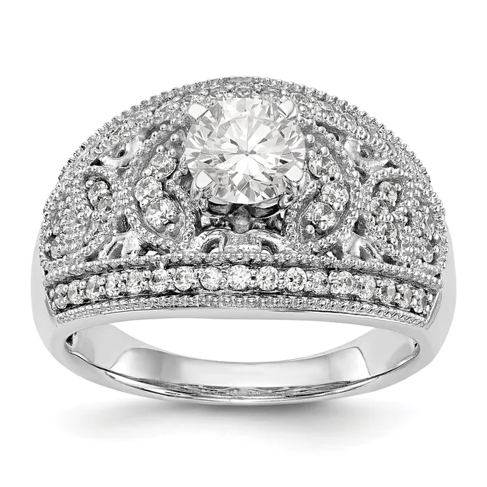 Rings Goldiacom 14K White Gold Peg Set Diamond Engagement Ring