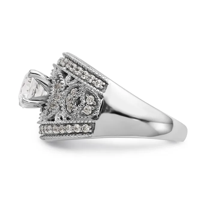 Rings Goldiacom 14K White Gold Peg Set Diamond Engagement Ring