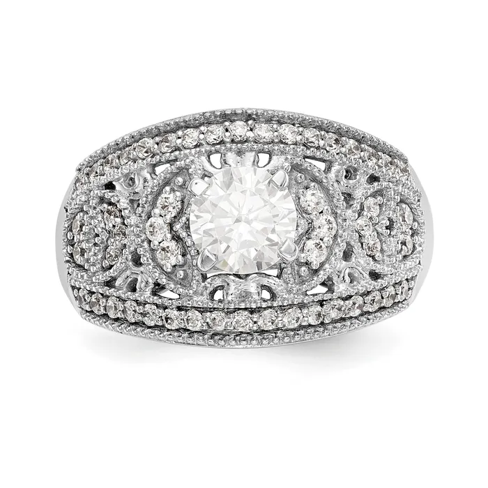 Rings Goldiacom 14K White Gold Peg Set Diamond Engagement Ring
