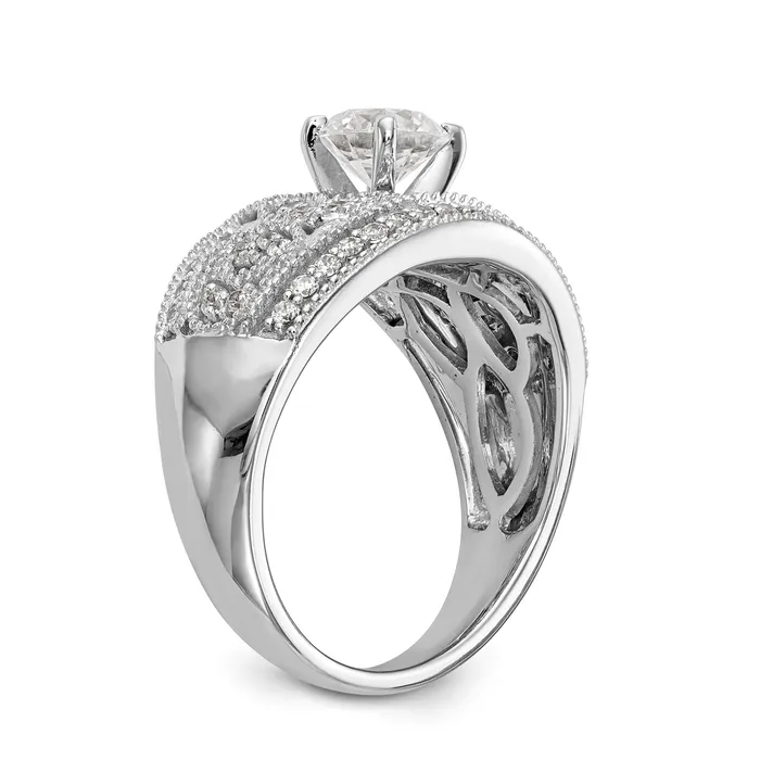 Rings Goldiacom 14K White Gold Peg Set Diamond Engagement Ring