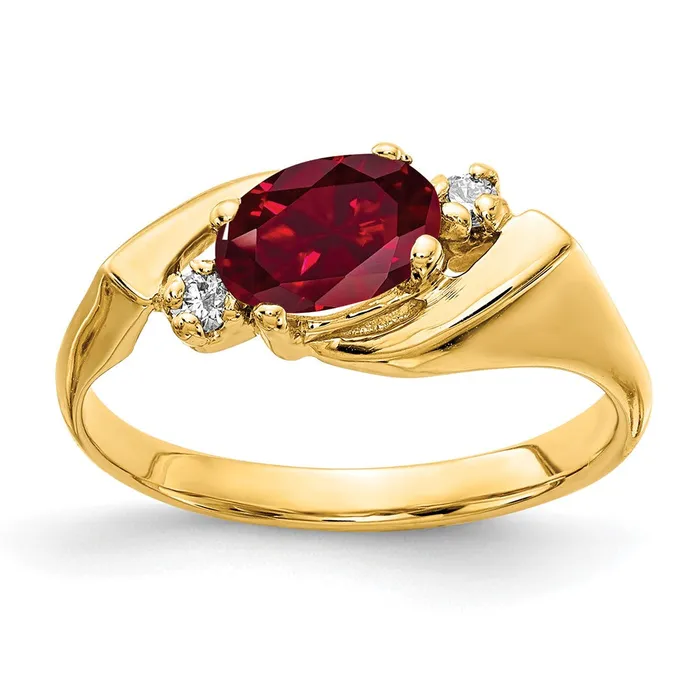 Rings Goldiacom 14K Yellow Gold 7x5mm Oval Created Ruby VS Real Diamond ring Rings Goldiacom 14K Yellow Gold 7x5mm Oval Created Ruby VS Real Diamond ring