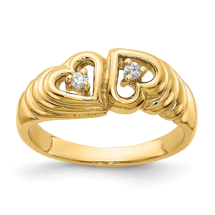 Rings Goldiacom 14K Yellow Gold VS Real Diamond heart ring