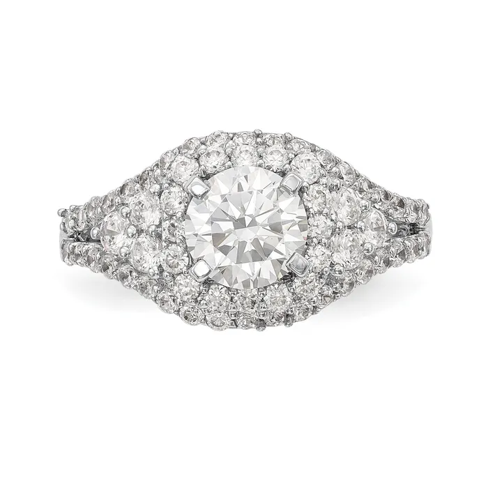Rings Goldiacom 14kw Peg Set Simulated Diamond Halo Engagement Ring