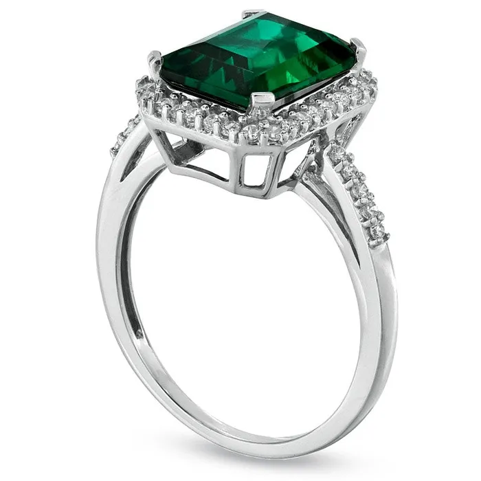 Rings Goldia LabCreated Emerald and White Sapphire Ring in Sterling Silver