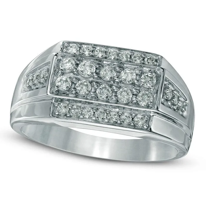 Rings Goldia Mens 075 CT TW Natural Diamond Ring in Sterling Silver