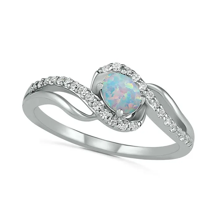 Rings Goldia Oval LabCreated Opal and White Sapphire Bypass Frame Rolling Wave Ring in Sterling Silver Rings Goldia Oval LabCreated Opal and White Sapphire Bypass Frame Rolling Wave Ring in Sterling Silver