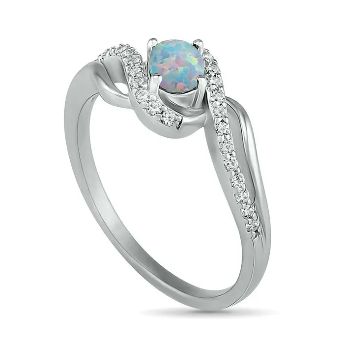 Rings Goldia Oval LabCreated Opal and White Sapphire Bypass Frame Rolling Wave Ring in Sterling Silver Rings Goldia Oval LabCreated Opal and White Sapphire Bypass Frame Rolling Wave Ring in Sterling Silver