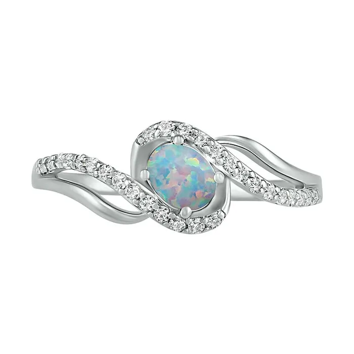 Rings Goldia Oval LabCreated Opal and White Sapphire Bypass Frame Rolling Wave Ring in Sterling Silver Rings Goldia Oval LabCreated Opal and White Sapphire Bypass Frame Rolling Wave Ring in Sterling Silver