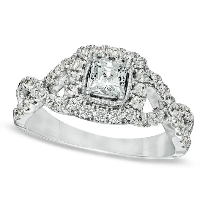 Rings Goldia Previously Owned Celebration Lux 10 CT TW PrincessCut Natural Diamond Engagement Ring in Solid 14K White Gold ISI2 Rings Goldia Previously Owned Celebration Lux 10 CT TW PrincessCut Natural Diamond Engagement Ring in Solid 14K White Gold ISI2