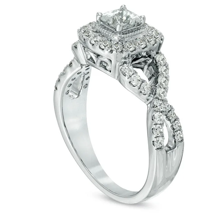 Rings Goldia Previously Owned Celebration Lux 10 CT TW PrincessCut Natural Diamond Engagement Ring in Solid 14K White Gold ISI2 Rings Goldia Previously Owned Celebration Lux 10 CT TW PrincessCut Natural Diamond Engagement Ring in Solid 14K White Gold ISI2