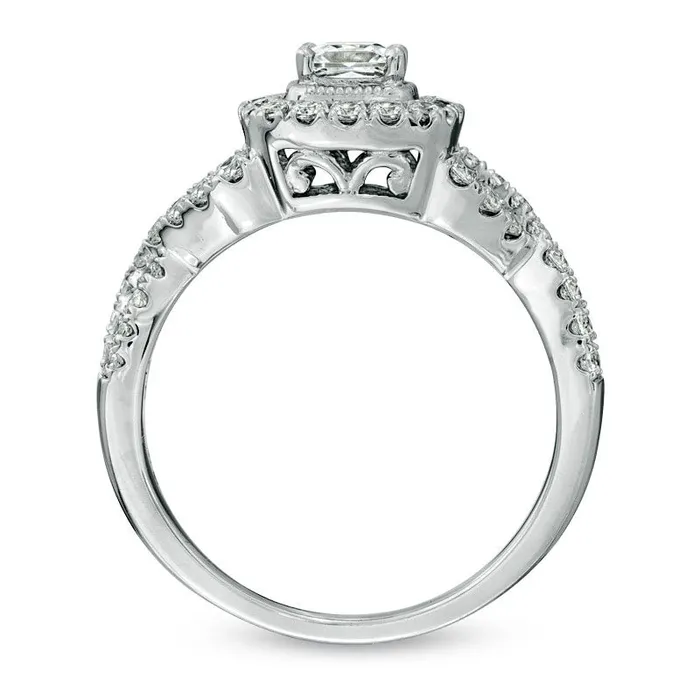 Rings Goldia Previously Owned Celebration Lux 10 CT TW PrincessCut Natural Diamond Engagement Ring in Solid 14K White Gold ISI2 Rings Goldia Previously Owned Celebration Lux 10 CT TW PrincessCut Natural Diamond Engagement Ring in Solid 14K White Gold ISI2