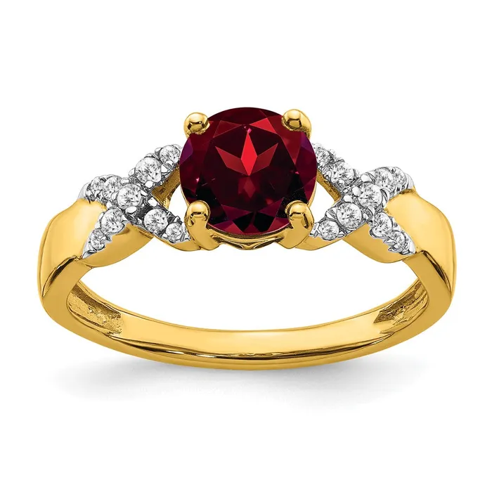 Rings Goldia Solid 14k Twotone Simulated Garnet and CZ Ring