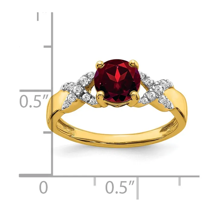 Rings Goldia Solid 14k Twotone Simulated Garnet and CZ Ring