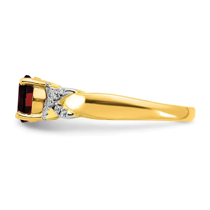 Rings Goldia Solid 14k Twotone Simulated Garnet and CZ Ring