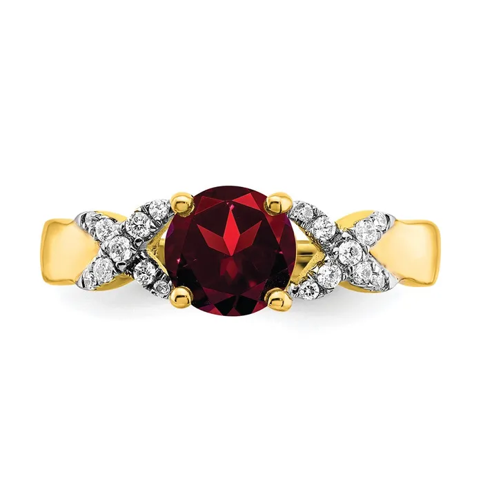 Rings Goldia Solid 14k Twotone Simulated Garnet and CZ Ring