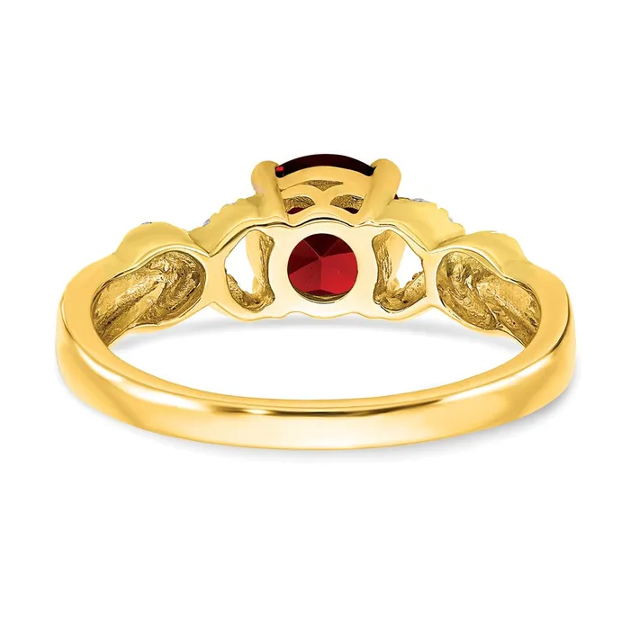 Rings Goldia Solid 14k Twotone Simulated Garnet and CZ Ring