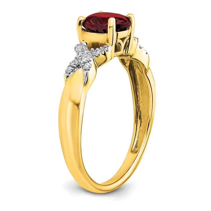 Rings Goldia Solid 14k Twotone Simulated Garnet and CZ Ring