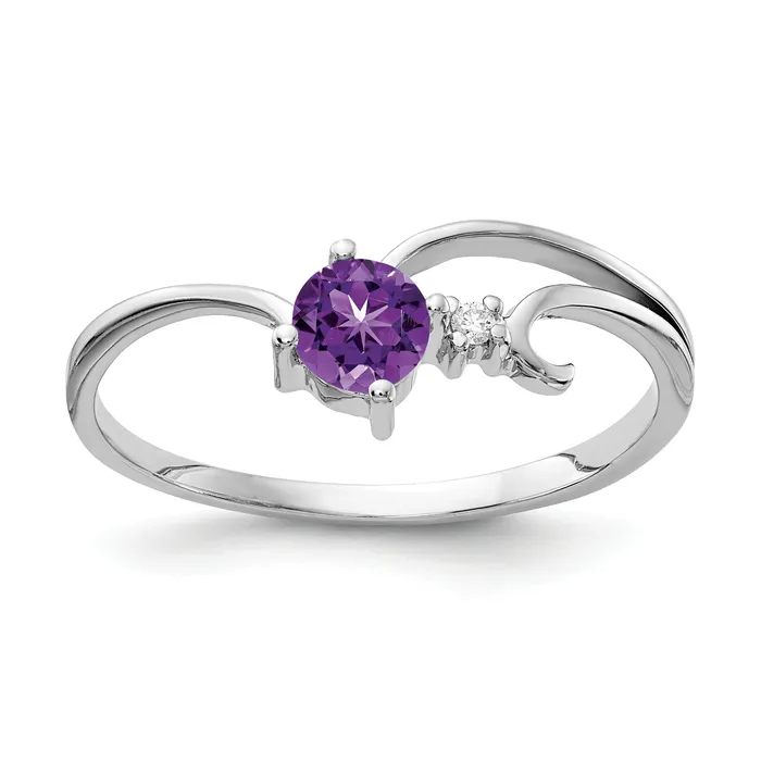Rings Goldia Solid 14k White Gold 4mm Simulated Amethyst VS CZ Ring